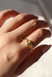 18k gold Vermeil wide blue gem ring