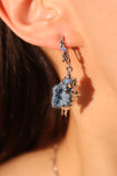 Platinum Plated Denim Dangle Earrings