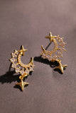 18K Real Gold Plated Diamonds Moon Star Earrings