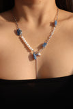 Platinum Plated Denim Pearl Necklace