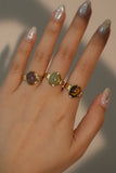 18K Real Gold Stainless Steel Tigerite Brown Gem Ring