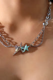 Platinum Plated Color Gems Sea Star Pearls Necklace