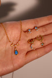 18K Gold Vermeil Moon Star Blue Opal earrings