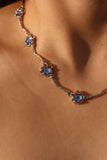 Platinum Plated Multi Moonstones Necklace