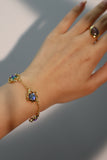 18K Real Gold Plated Multi Deep Blue Moonstones Bracelet