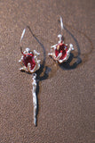 Platinum plated Red Rose Earrings