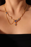 18K Real Gold Plated Deep Blue Moonstone Dangle Necklace