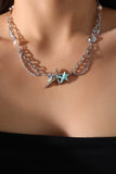 Platinum Plated Color Gems Sea Star Pearls Necklace