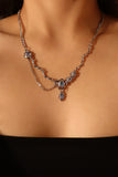 Platinum Plated Moonstone Dangle Necklace