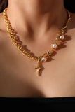 18K Real Gold Plated Pearl Star Necklace