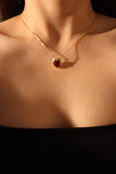 18K Gold Stainless Steel Red Heart Crown Necklace