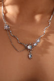 Platinum Plated Moonstone Dangle Necklace