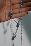 Platinum Plated Denim Pearl Necklace