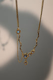 18K Real Gold Plated Deep Blue Moonstone Dangle Necklace