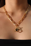 18K Real Gold Plated Black Gem Galaxy Necklace