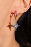 Platinum Plated Blue Cross Purple Gem Star Earrings