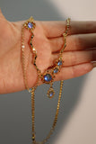 18K Real Gold Plated Deep Blue Moonstone Dangle Necklace