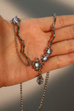 Platinum Plated Moonstone Dangle Necklace