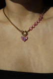 18K Gold Pink Heart Necklace