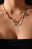 Platinum Plated Purple Gem Moon Star Necklace