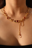 18K Real Gold Plated Red Gem Twist Necklace