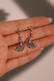 Platinum Plated Purple Gem Moon Star Earrings