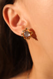 18K Real Gold Plated Moonstone Stud Earrings