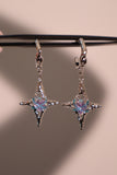 Platinum Plated Blue Cross Purple Gem Star Earrings