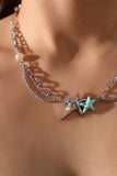 Platinum Plated Color Gems Sea Star Pearls Necklace