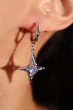 Platinum Plated Blue Cross Purple Gem Star Earrings