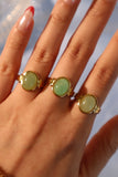 18K Real Gold Stainless Steel Natural Jade Ring