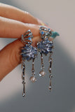 Platinum Plated Blue Shell Pearl Dangle Earrings