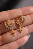 18K Real Gold Plated Diamonds Moon Star Earrings