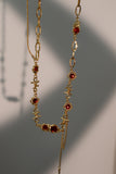 18K Real Gold Plated Red Gem Twist Necklace