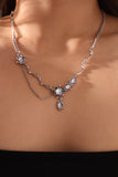 Platinum Plated Moonstone Dangle Necklace