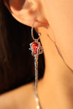 Platinum plated Red Rose Earrings