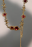 18K Real Gold Plated Red Gem Twist Necklace