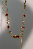 18K Real Gold Plated Red Gem Twist Necklace