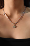 Platinum Plated Color Gems Sea Shell Pearls Necklace