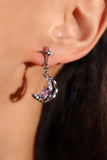 Platinum Plated Purple Gem Moon Star Earrings