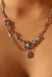 Platinum Plated Moonstone Dangle Necklace