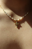 18K Real Gold Plated Pearl Cross Necklace