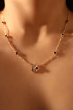 14K Gold Blue Gem Moon Star Necklace